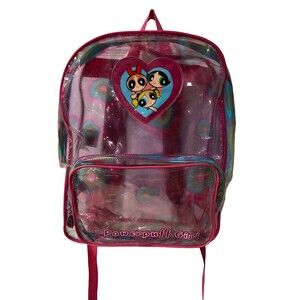 Powerpuff Girls Backpack Clear 2000 Cartoon Network Rainbow Graphics Rare Vtg